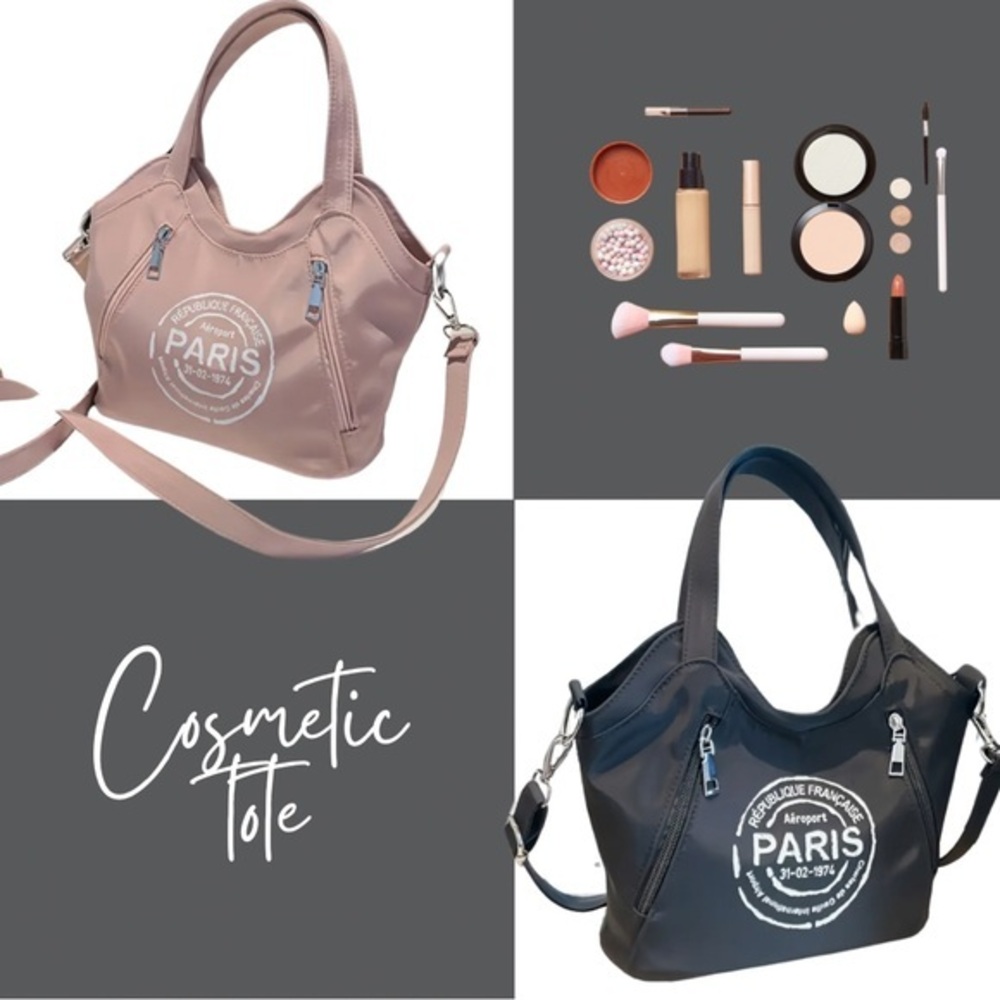 NEW Paris Cosmetic Tote - Pink, black and tan